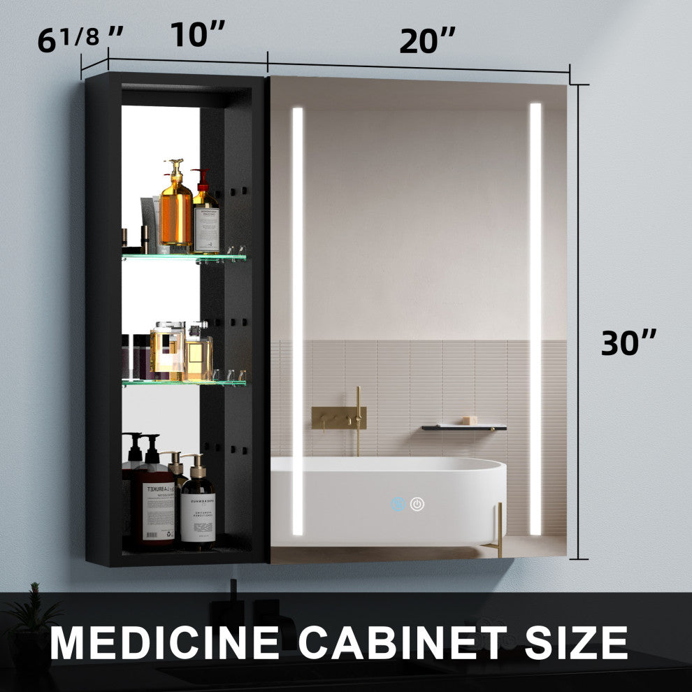 30"  Aluminum Surface Mount Medicine Cabinet with Mirror and Open Shelves