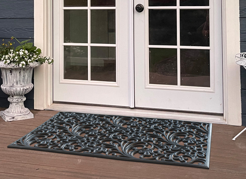 A1HC Floral Large Natural Rubber, Outside entryway Durable Doormat 30"� X 48"
