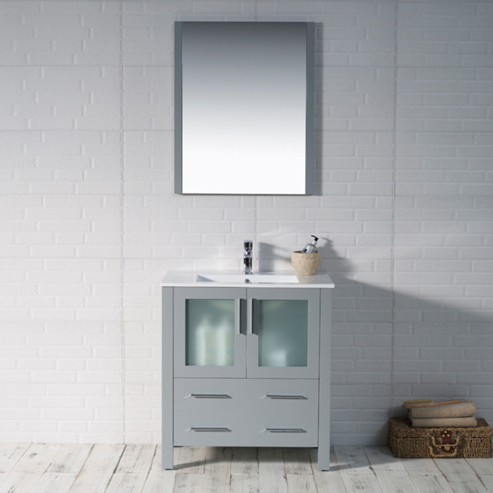 Sydney 30" Vanity Set With Mirror, Metal Gray No Mirror