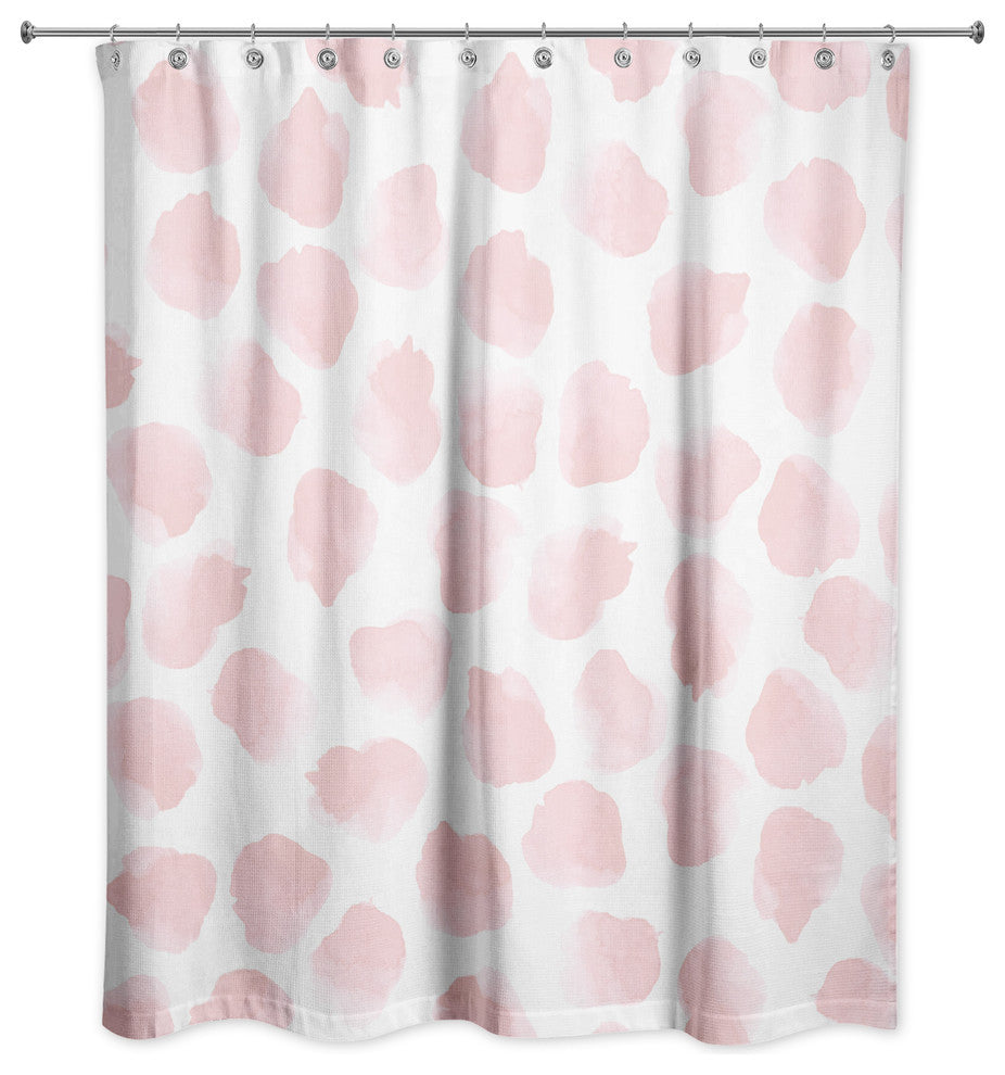 Blush Watercolor Dots 71x74 Shower Curtain