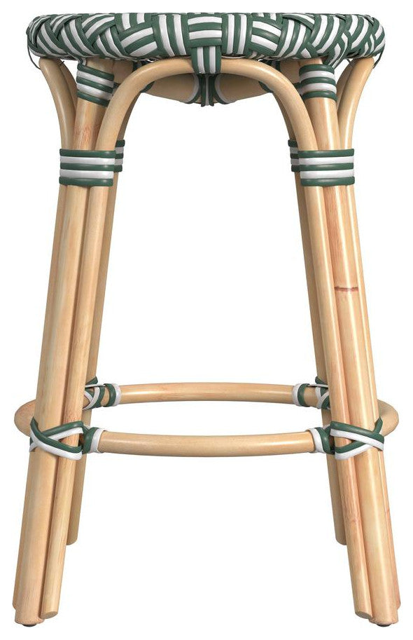 Tobias Rattan Round 24 Counter Stool, Green