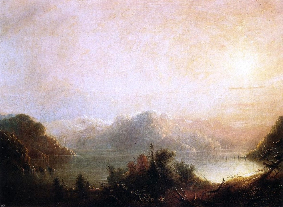 Alfred Jacob Miller Mountain Lake, Gallery Wrapped Canvas Print, 21"x28"