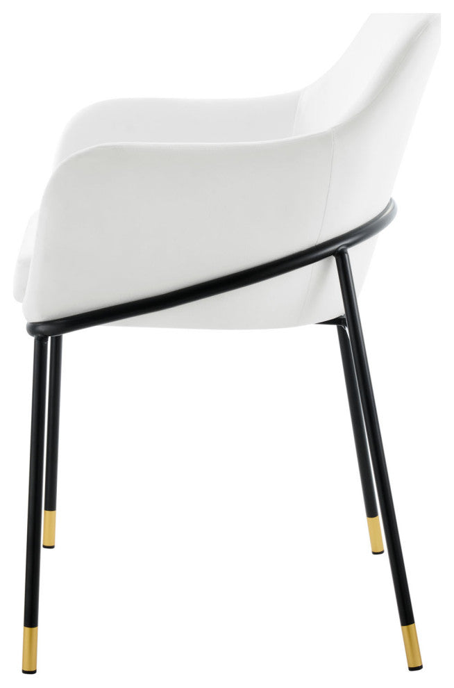 Dining Chair, White Black, Velvet, Modern, Mid Century Cafe Bistro Hospitality