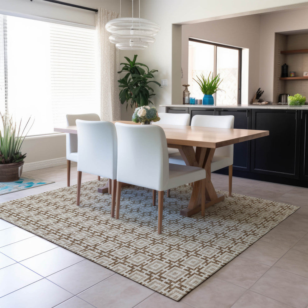 Indoor/Outdoor Marlo MO1 Taupe Machine Washable 10' x 14' Rug