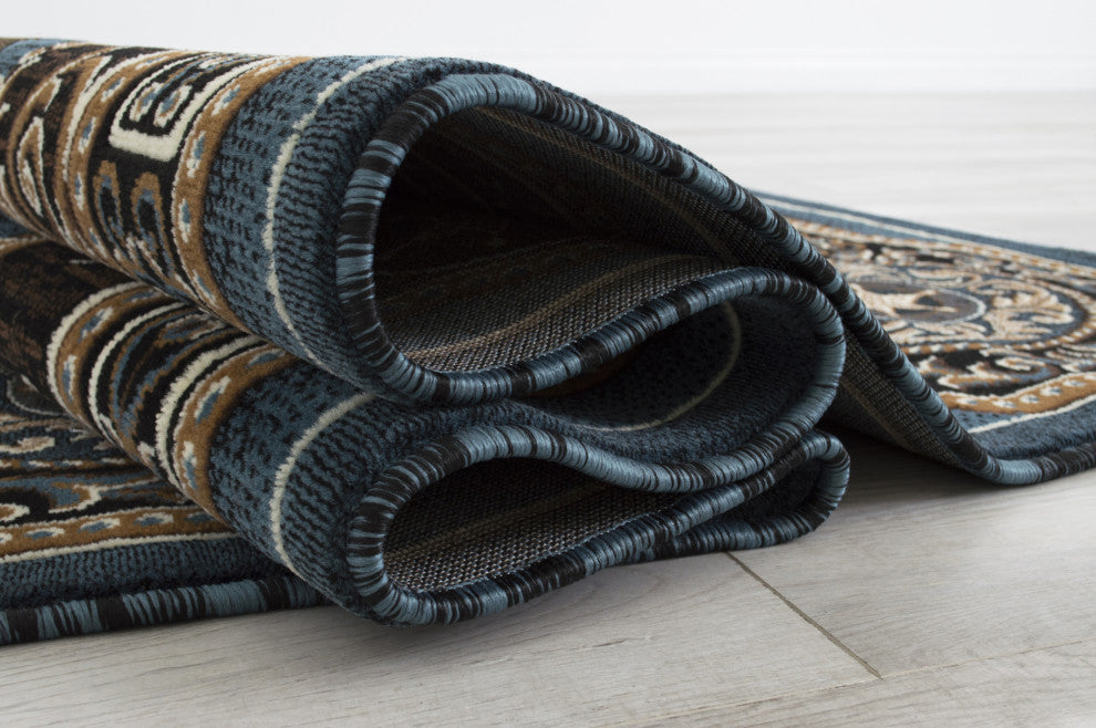 Allstar Western Area Rug Texas Star design, Blue, 5x7