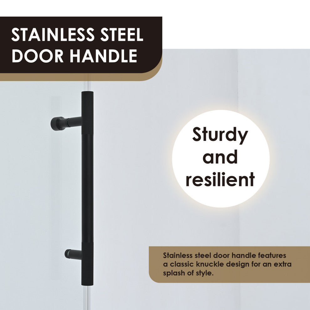 Gareth 60"Wx78"H Single Sliding Frameless Shower Door in Matte Black