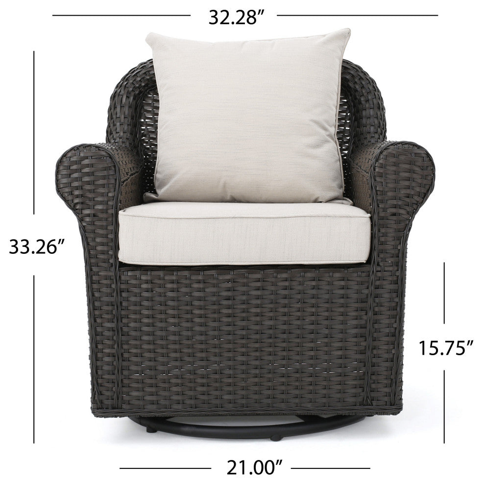 GDF Studio Admiral Outdoor Wicker Swivel Rocking Chair, Water Resistant Cushions, Set of 2