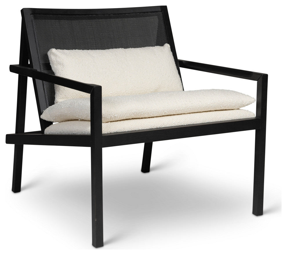 Modern Brazilian, Barra, Cane Lounge Chair, Black/Ivory
