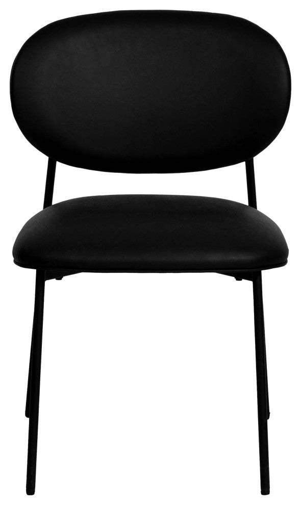 McKenzie Vegan Leather Stackable Dining Chair, Set of 2, Black