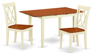 3Pc Rectangular 42/53.5 Inch Table With 12 In Leaf And 2 Double X Back Chairs