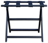 HomeRoots Earth Friendly Navy Blue Folding Luggage Rack With Navy Straps
