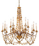 Mosaic Extra Large Antiqued Gold Flambeau Inspired 15 Light Chandelier