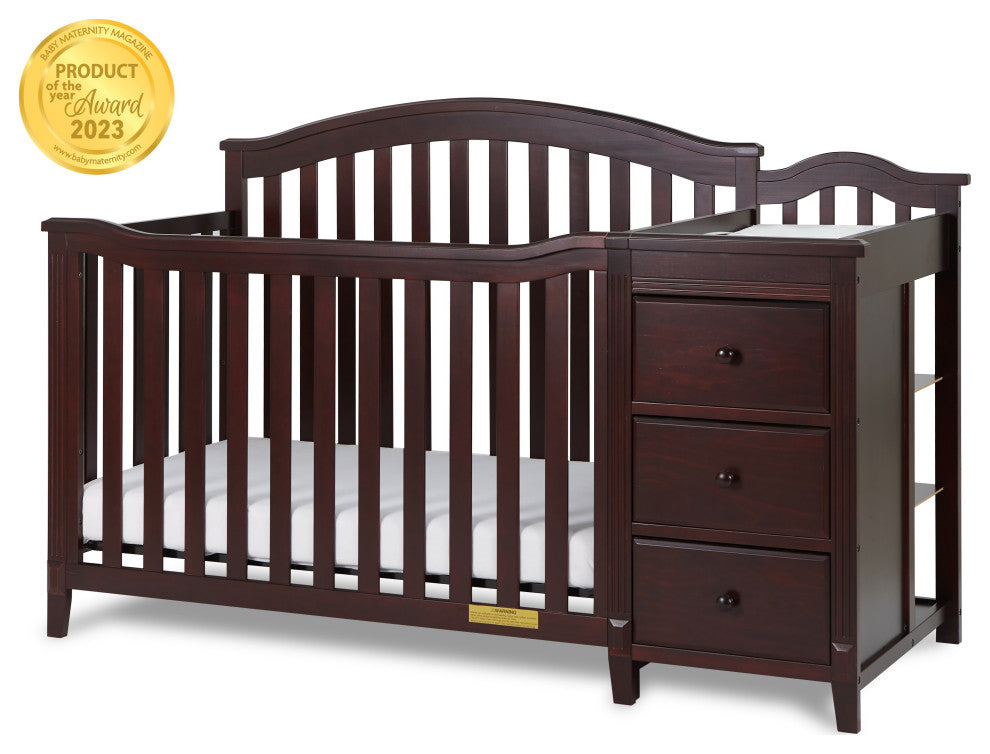 Kali 4-in-1 Convertible Crib, Espresso, With Changer (3 Drawers)