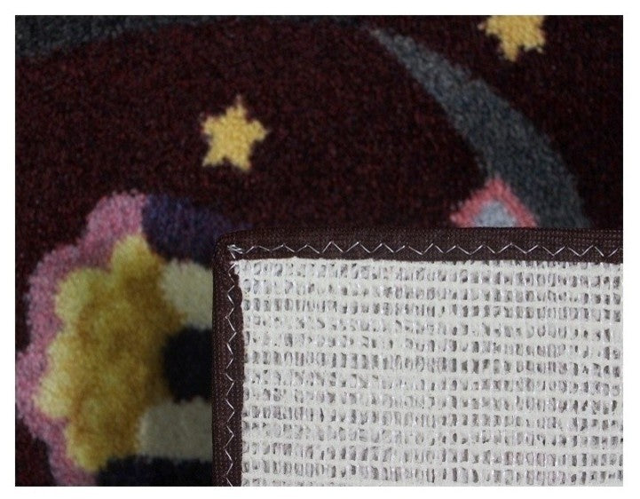 Area Rug Feature Film, Nylon Stainmaster Carpet, Burgundy, 11' Round