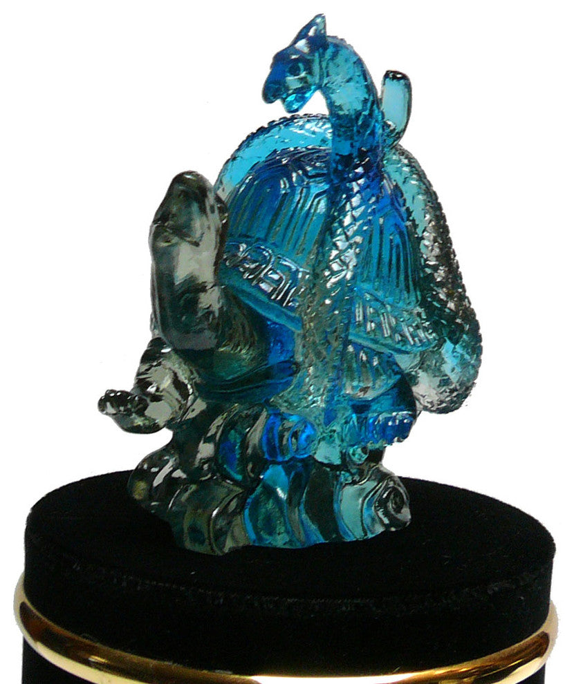 Chinese Liuli Crystal Glass Pate-de-verre Turtle Celestial Animals Figure