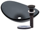 Bigio Clear Slate Grey Oval Slipper Tempered Glass Vessel Sink with Drain, Oil Rubbed Bronze