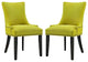 Modern Contemporary Urban Kitchen Dining Side Chair, Set of 2, Green, Fabric