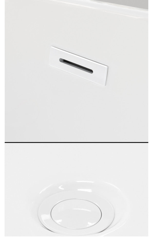 Soho 68" Freestanding White Bathtub, Shiny White Drain and Overflow Trim