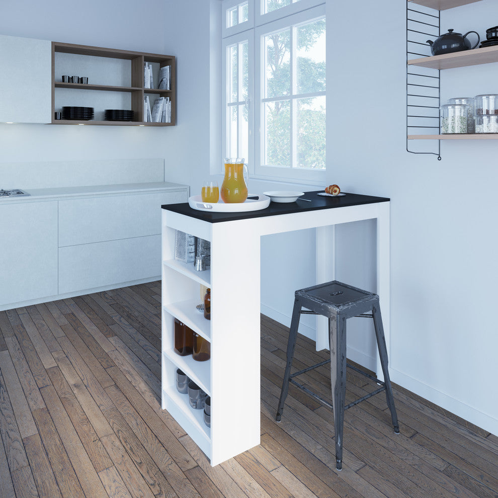 Aravis Dining Bar Table, White, Black