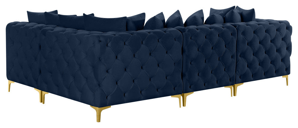 Tremblay Modular Sectional, Navy, L-Shaped, 4-Piece: Armless (2), Corner (2)