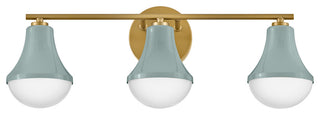 Lark Haddie 24" Modern Three-Light Bath Vanity, Seafoam + Lacquered Brass