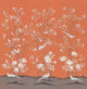 Chinoiserie Wall Mural Maysong Paris, Orange, 90" Wide by 96" Tall