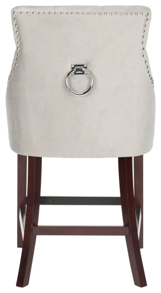 Safavieh Eleni Tufted Counterstool, Grey/Espresso