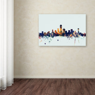 Michael Tompsett 'Dallas Texas Skyline Blue' Canvas Art, 12x19