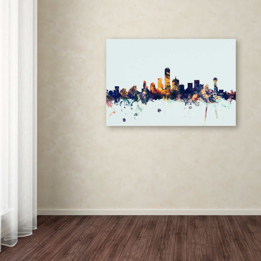 Michael Tompsett 'Dallas Texas Skyline Blue' Canvas Art, 12x19