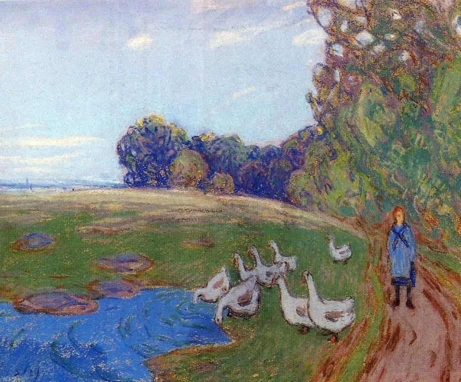 Alfred Sisley Goose Girl - 20" x 25" Premium Canvas Print
