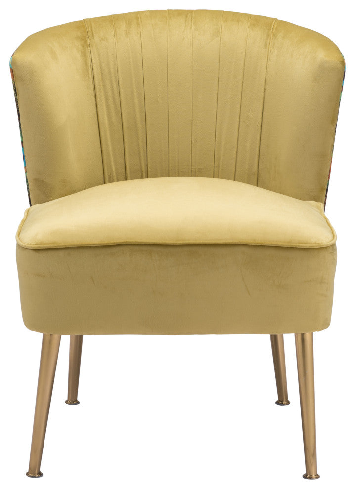 Tabitha Accent Chair Green, Gold & Peacock Print