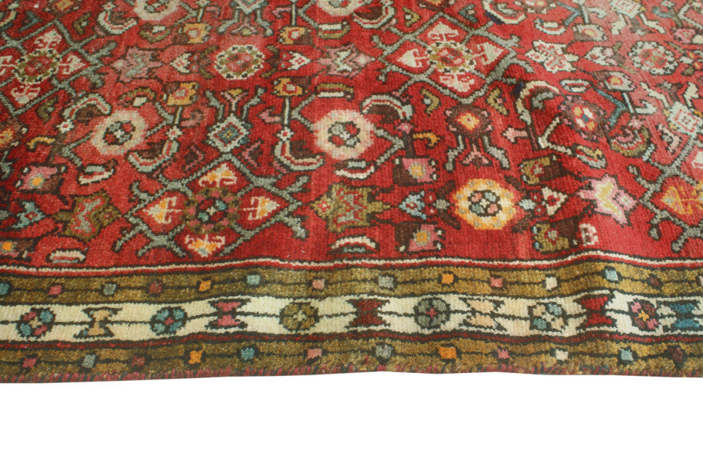 Fine Vintage Distressed Aiston Red/Ivory Runner, 2'8x12'2