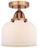 Large Bell Semi-Flush Mount, Antique Copper, Matte White, Matte White