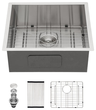 23 in Undermount Single Bowl 18G T-304 Stainless Steel Kitchen Sink Bar Sink