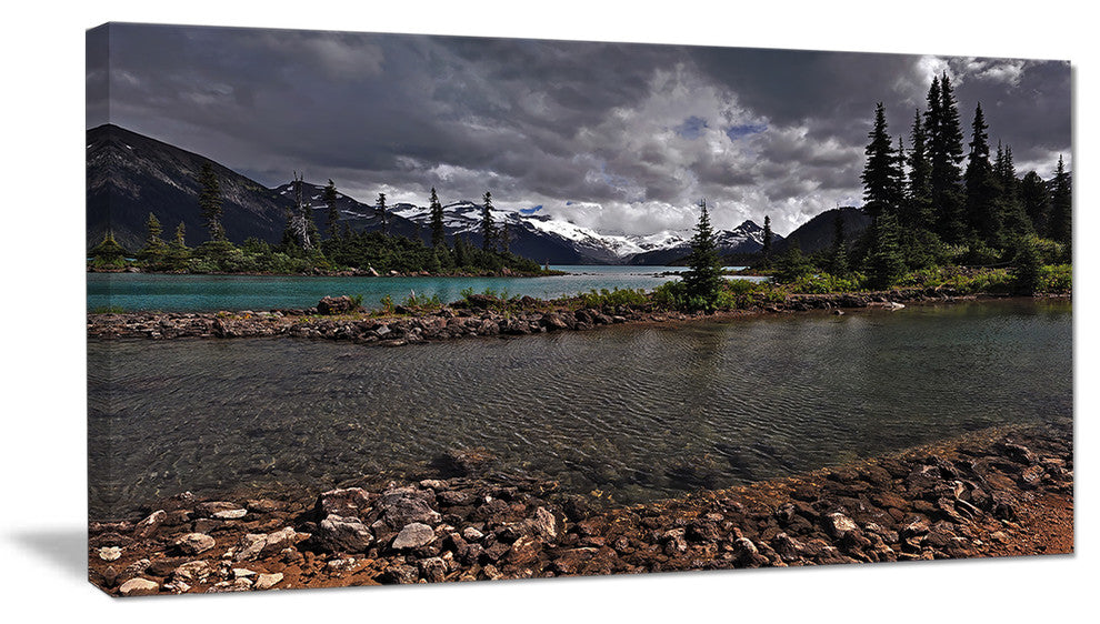 Dark Sky over Crystal Clear Lake, Landscape Canvas Art Print, 32"x16"