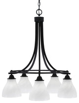 Paramount 5-Light Chandelier, Matte Black, 6.25" White Marble Glass