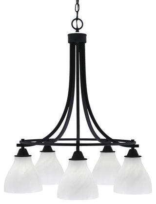 Paramount 5-Light Chandelier, Matte Black, 6.25" White Marble Glass