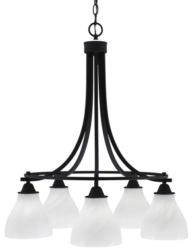 Paramount 5-Light Chandelier, Matte Black, 6.25" White Marble Glass