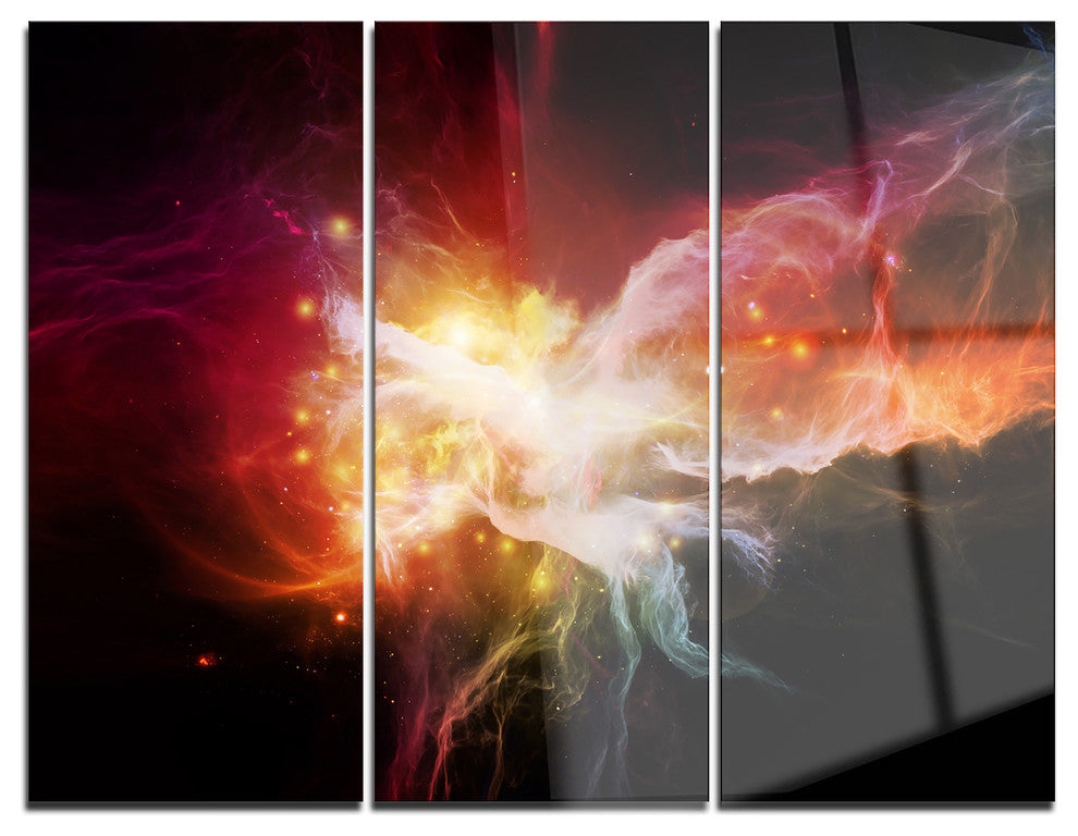 "Elegance of Nebulae" Glossy Metal Wall Art, 3 Panels, 36"x28"