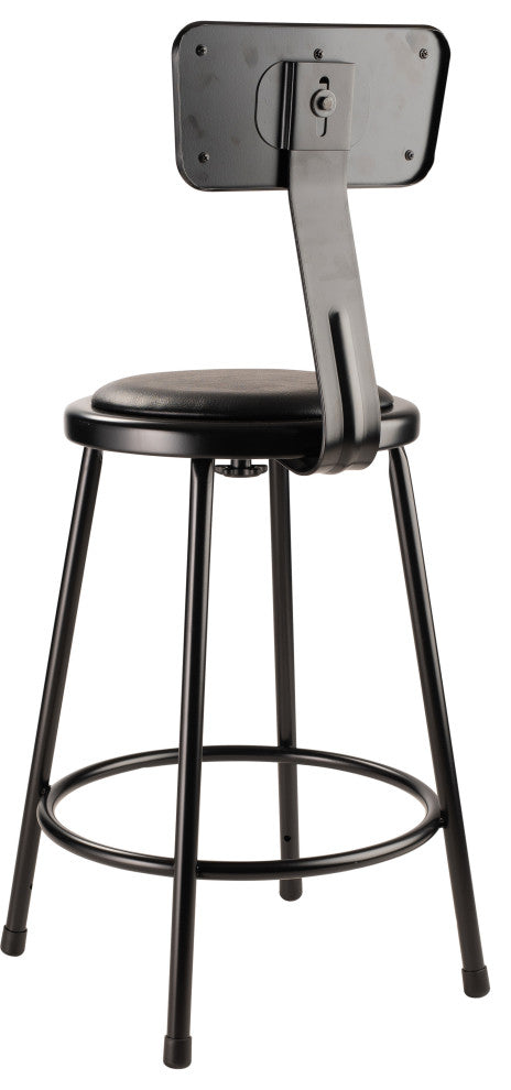 NPS 24"Heavy Duty Vinyl Padded Steel Stool With Backrest, Black