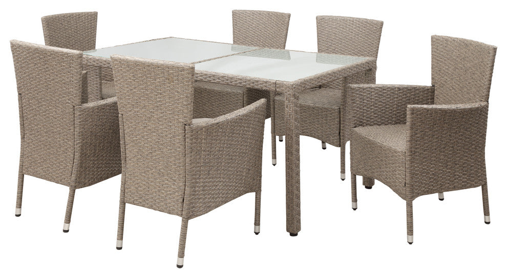 7 Pieces Outdoor Patio Wicker Dining Table Set With Cushion