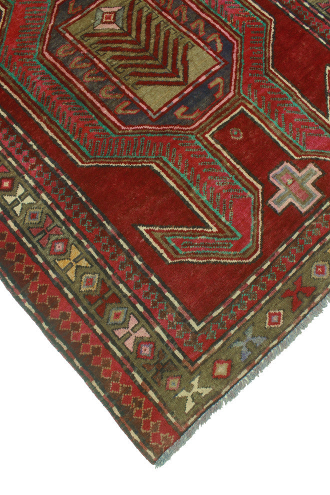 Fine Vintage Distressed Hussein Burgundy/Gray Runner, 4'3x9'3