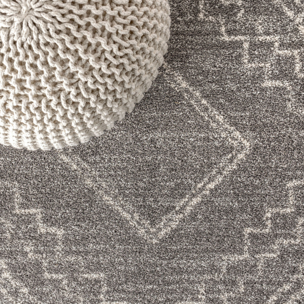 Amir Moroccan Beni Souk Rug, Gray/Cream, 9' Square