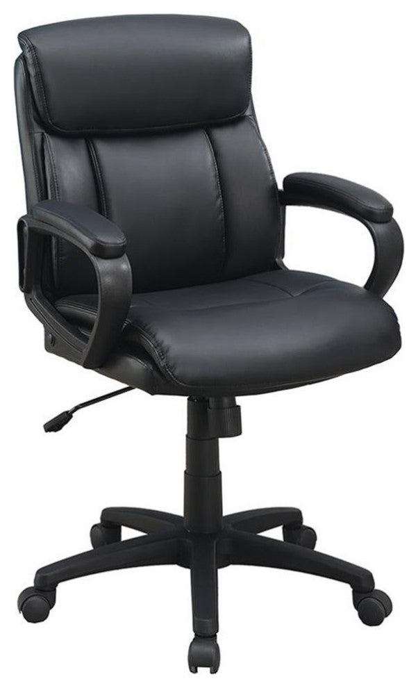 Poundex Furniture Modern Faux Leather Office Chair in Black Color