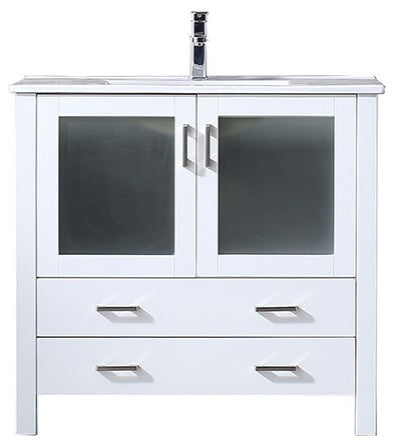 Volez 36" Single Bathroom Vanity Cabinet Integrated Top Integrated Square Sink