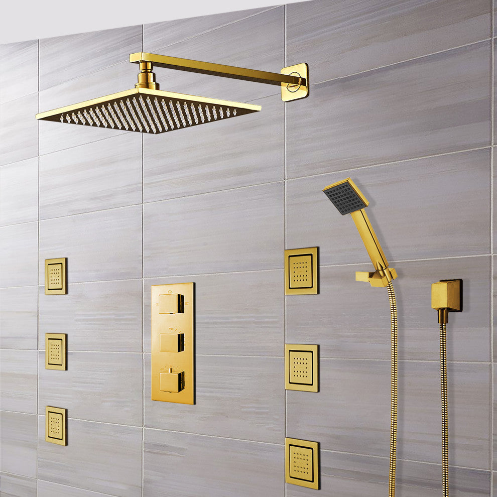 Gold Tone Finish Napoli LED Shower Set
