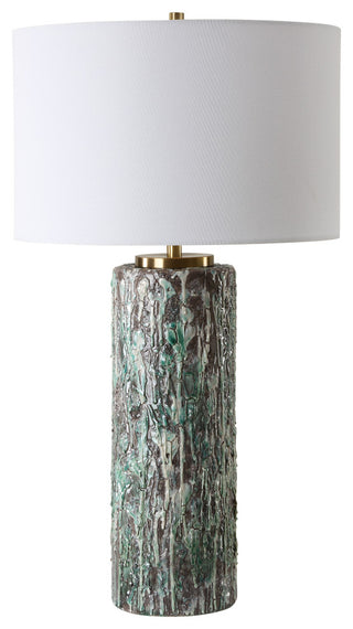 Uttermost Meltdown Ivory Teal Table Lamp