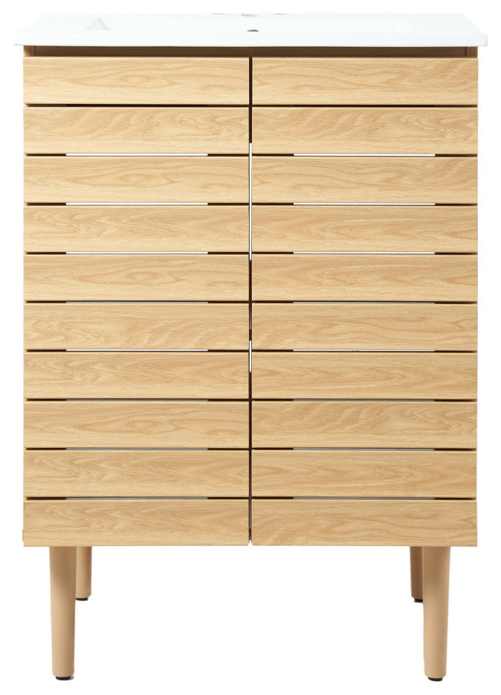 24" Modern Farmhouse 2-Shelf Bath Vanity Cabinet Only (Sink Basin not Included)