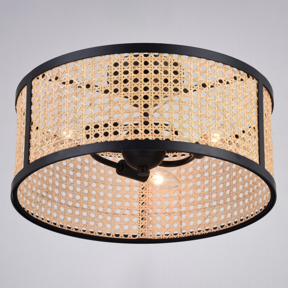 Berens 15.5" 3 Light Semi-Flush Mount Matte Black