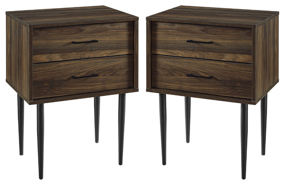2 Piece 20" Two-Drawer Nightstand - Dark Walnut